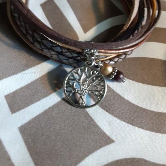 2 BOHO Tree of Life Leather Wrap Bracelets Browns - Picture 3 of 5